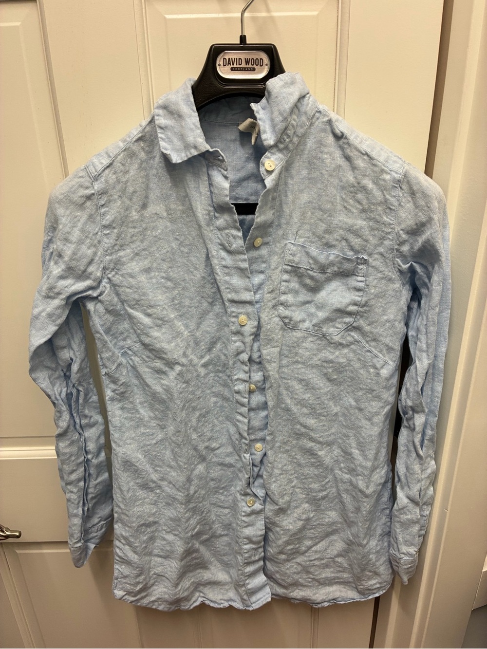 Studio Light Blue Linen Button-Down Shirt